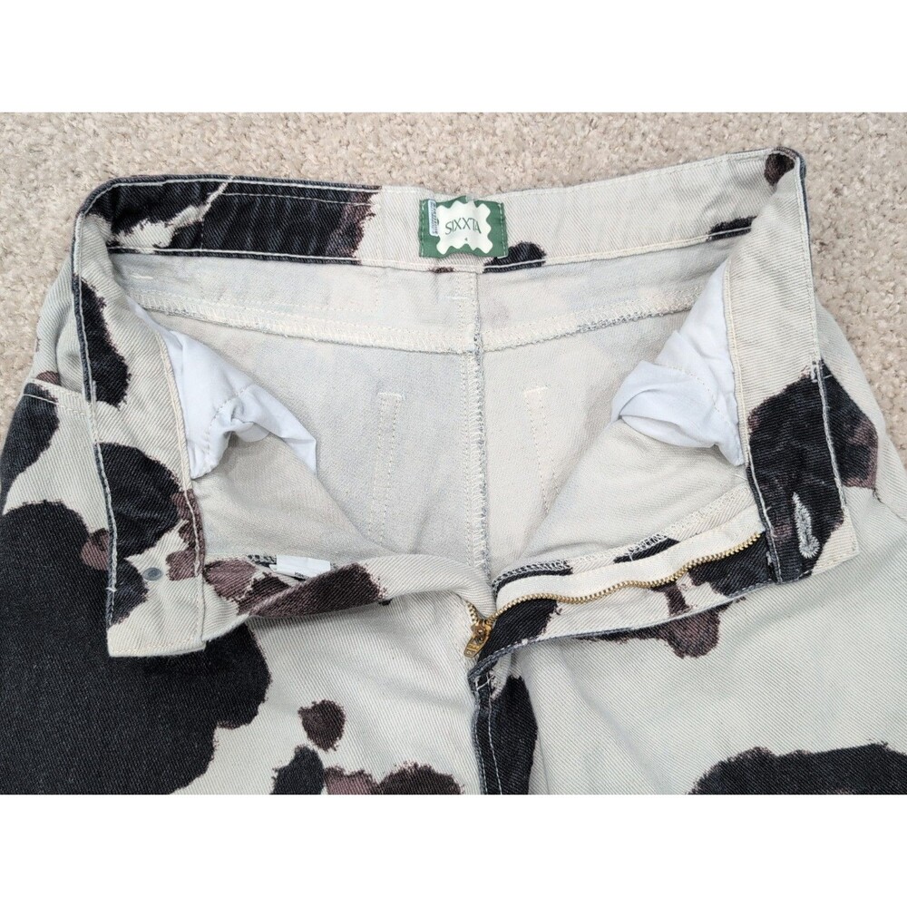 SIXXTA Fiesta Fun Maxi Wide Leg Cow Print Jeans Cowgirl Cowboy Camo Baggy Size 4 - Picture 9 of 14